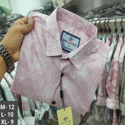 Shy Looks Pure Cotton full Sleeve Check & Print Shirt for Men's